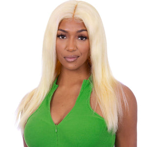 Bare Beauty - Human Hair Wig With Ear To Ear Lace Front Straight 22 Inch #Blonde Color