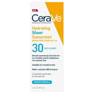 Cerave Hydrating Sheet Sunscreen  Spf 30 Face & Body