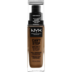 NYX Cant Stop Wont Stop Full Coverage Foundation 16.7 - Warm Mahogany 1.0 FL Oz