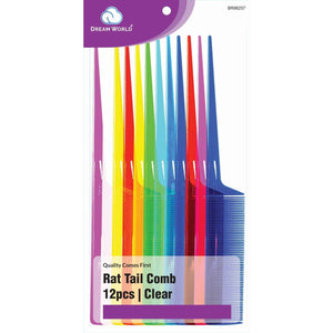 Brittny Bulk Rat Tail Comb  Assorted Clear Colors